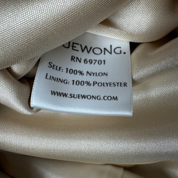 NWT Sue Wong Womens Champagne Column V-neck Empire Waist Gown Size 8 Style N3149 - Picture 13 of 16